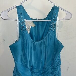 David’s Bridal beaded blue dress